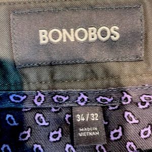 Bonobos pants. Size 34 slim for all 3. Colors are green, gray and, brown.
